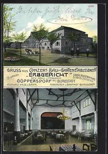 AK Göppersdorf, Gasthaus Erbgericht, Innenansicht