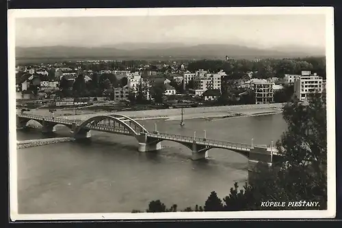 AK Piestany, Ortsansicht mit Brücke