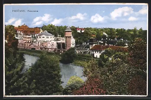 AK Piestany, Panorama mit Wasserturm