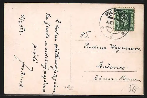 AK Piestany, Panorama mit Wasserturm