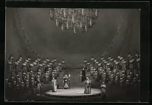 AK Bayreuth, Festspiele 1960, 1. Akt von Lohengrin, Geistliches Bühnenbild