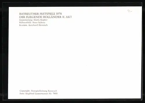 AK Bayreuth, Festspiele 1978, Der Fliegende Holländer II. Akt, Herr tritt ein
