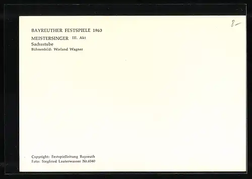 AK Bayreuth, Festspiele 1963, Meistersinger III. Akt, Sachsstube