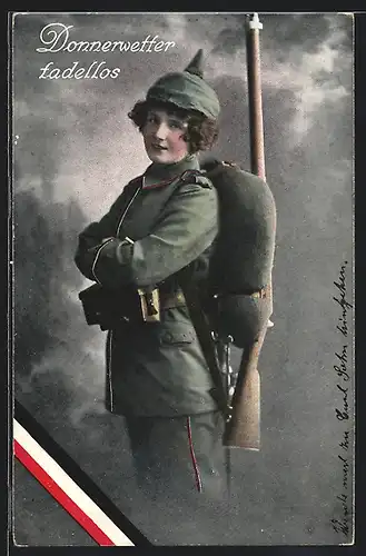 AK Donnerwetter tadellos, Fräulein Feldgrau in Uniform