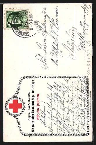 AK Die deutsche Frau im Kriege reicht Verwundeten Getränke, Rotes Kreuz