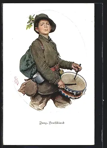 AK Jung-Deutschland, Junge in Uniform mit Trommel
