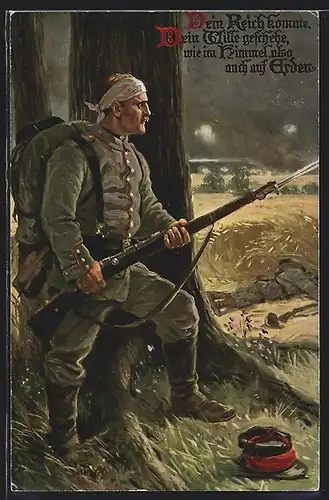 AK Dein Reich komme..., Soldat in Uniform mit Gewehr, Propaganda