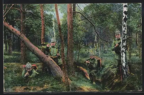 AK Preussische Jäger im Wald, Infanterie