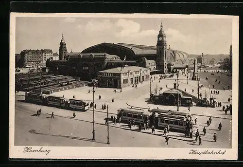 AK Hamburg, Hauptbahnhof, Strassenbahnen