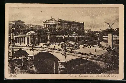 AK Berlin, Friedrichsbrücke und Nationalgalerie