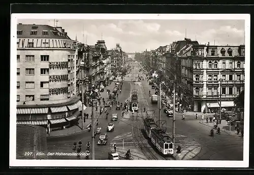 AK Köln, Strassenbahnen auf dem Hohenzollernring