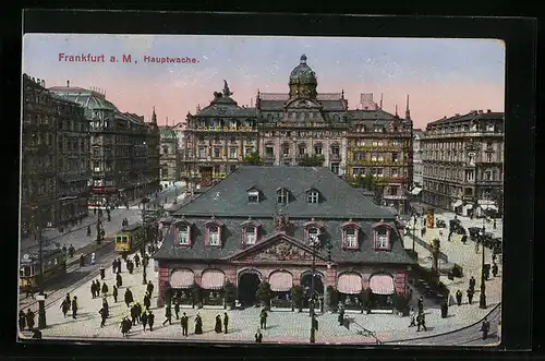 AK Frankfurt a. M., Hauptwache mit Strassenbahn