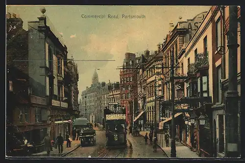 AK Portsmourh, Commercial Road, Strassenbahn