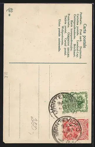 AK Montevideo, Calle Sarandi, Strassenbahn