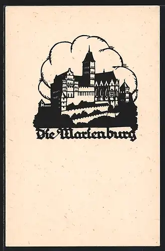 AK Marienburg, Schriftzug mit Burg
