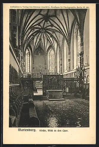 AK Marienburg-Malbork, Kirche, Blick in den Chor