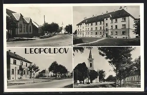 AK Leopoldov, Strassenpartien und Kirche, Ortsansichten
