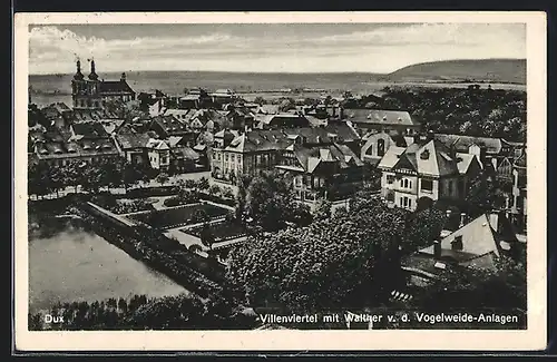 AK Dux, Villenviertel mit Walther v. d. Vogelweide-Anlagen