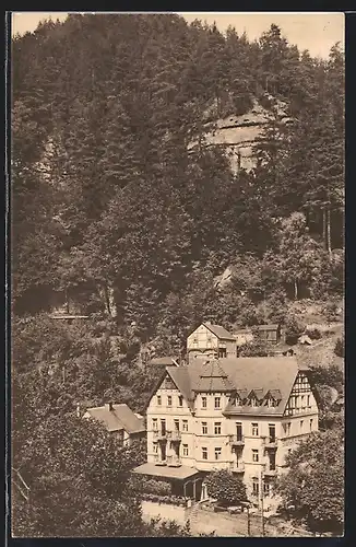 AK Herrnskretschen /Böhm. Schweiz, Hotel Günther