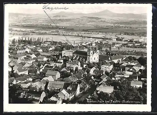 AK Mariaschein bei Teplitz (Sudetengau), Ortsansicht aus der Vogelschau