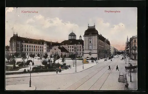 AK Karlsruhe, Blick auf den Stephansplatz