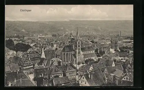 AK Esslingen, Blick von oben auf die Stadt