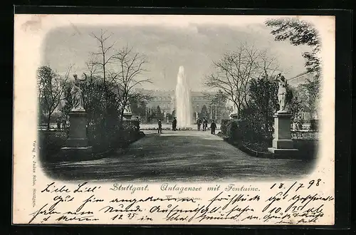 AK Stuttgart, Anlagensee mit Fontaine