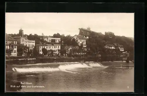 AK Bad Kösen, Blick auf Wehr und Gradierwerk