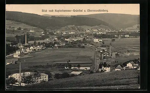 AK Oberneuschönberg, Gesamtansicht mit Kupferhammer u. Grünthal