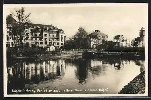 AK Piestany, Rückansicht vom Hotel Thermia und Irma-Bad