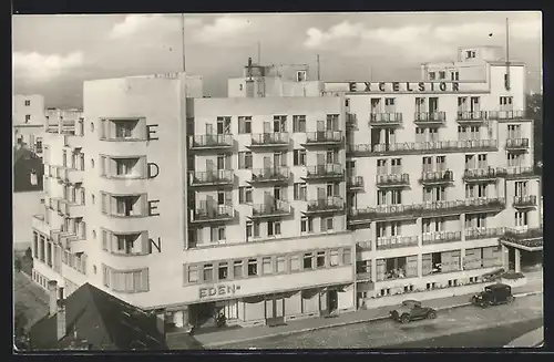 AK Piestany, Hotely Eden a Excelsior mit Strasse