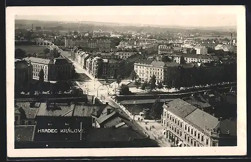 AK Hradec Kralove, Stadtansicht aus der Vogelschau