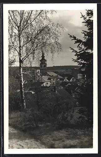 AK Dobruska, Ortsansicht mit Kirche