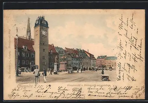 AK Chemnitz, Hauptmarkt vom Holzmarkt gesehen