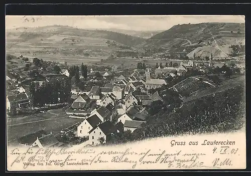 AK Lauterecken, Gesamtansicht mit Blick ins Land aus der Vogelschau