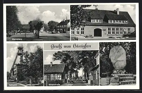 AK Hänigsen, Schacht, Neue Post, Ehrenmal