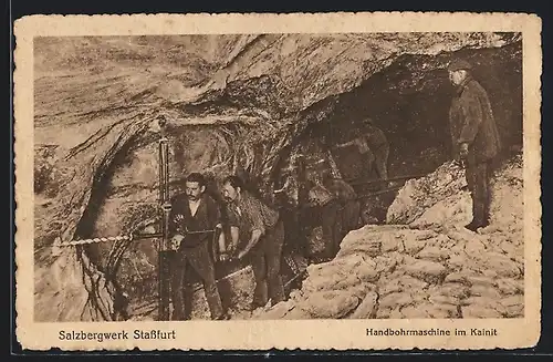 AK Stassfurt, Salzbergwerk, Handbohrmaschine im Kainit