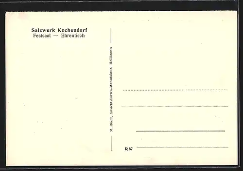 AK Kochendorf, Salzbergwerk, Festsaal, Ehrentisch