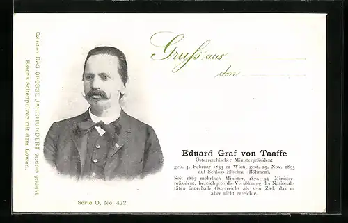 AK Österreichischer Ministerpräsident Eduard Graf von Taaffe