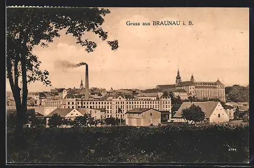 AK Braunau i. B, Panorama der Ortschaft