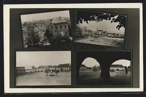 AK Vysoke-Veseli n. Cidl., Panoramaansicht, Marktplatz