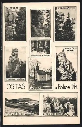 AK Ostas u Police, Celkový pohled, Zrádce, Bába, Kaplicka