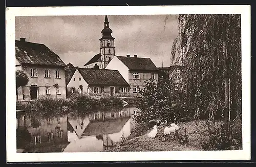 AK Mimon, Flussidylle mit Kirche