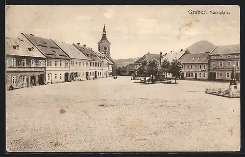 AK Graber, Marktplatz mit Denkmal