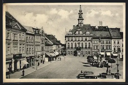 AK Böhm. Leipa, Marktplatz mit Rathaus