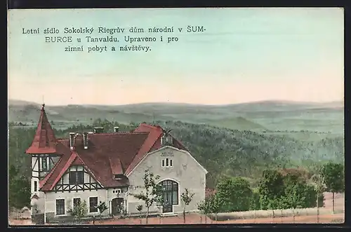 AK Tanvald, Panorama mit Gasthaus