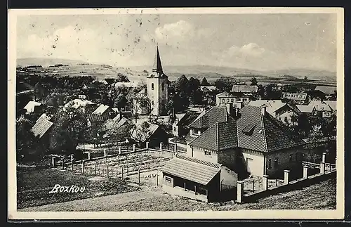 AK Bozkov, Teilansicht mit Kirche