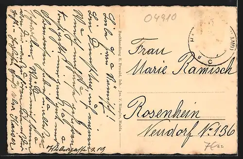 AK Haida, Strassenpartie mit Kirche, Im Hintergrund der Kleis