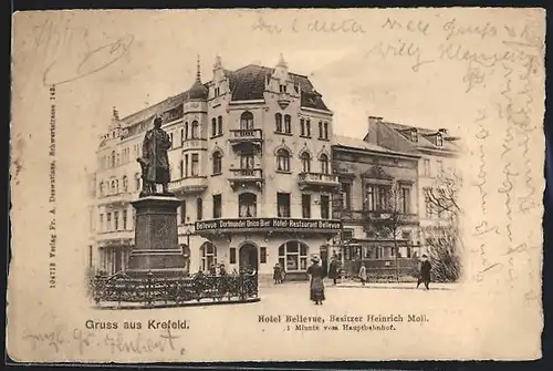 AK Krefeld, Hotel Bellevue, Besitzer: Heinrich Moll