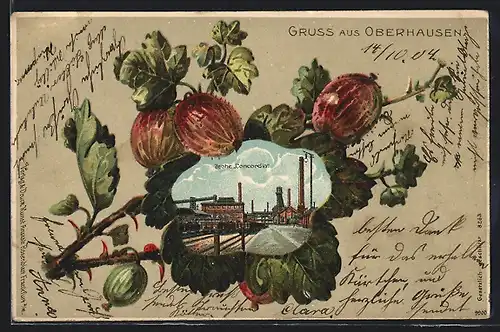 Passepartout-Lithographie Oberhausen, Zeche Concordia im Stachelbeerzweig